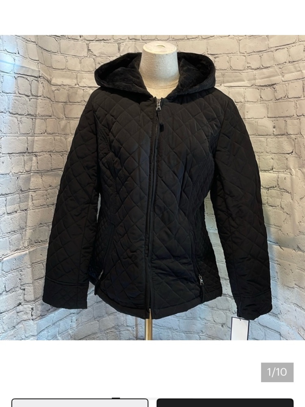 croft & barrow Black Quilted Hooded Puffer Jacket